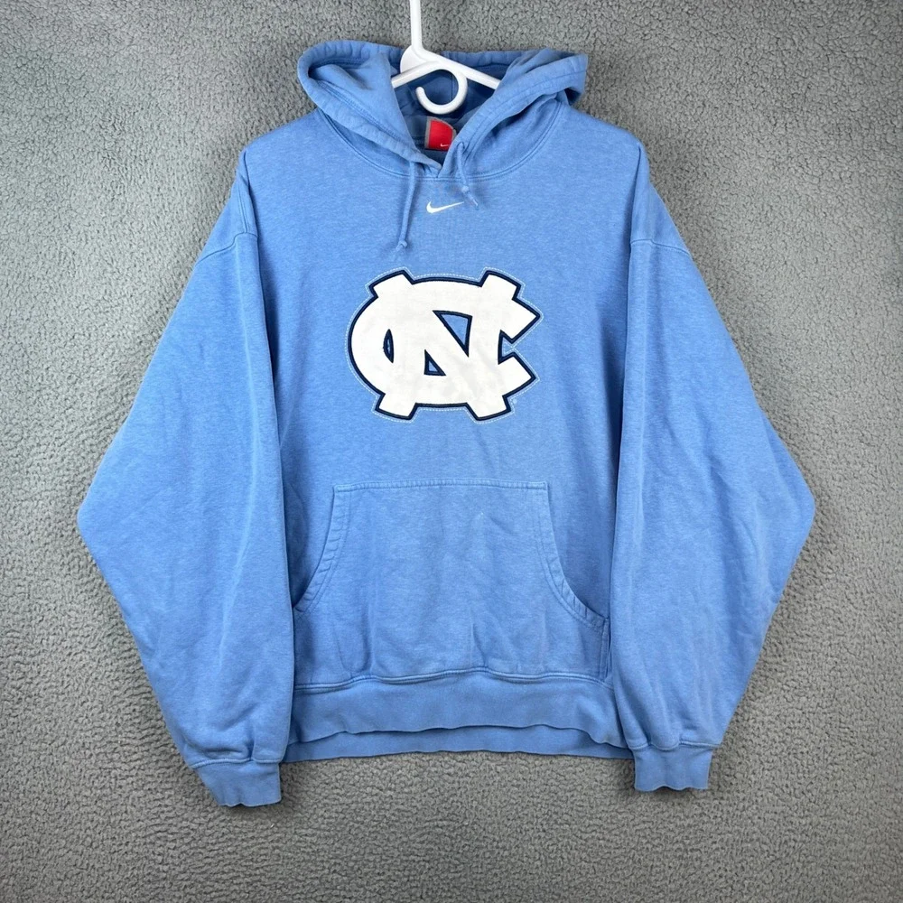 Nike Team North Carolina Tar Heels Hoodie Blue Vintage NC Logo Mens Large